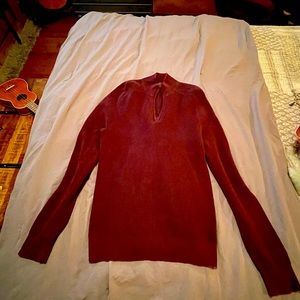 Men’s Vintage Express Large Maroon Pullover Sweater with Zipper
